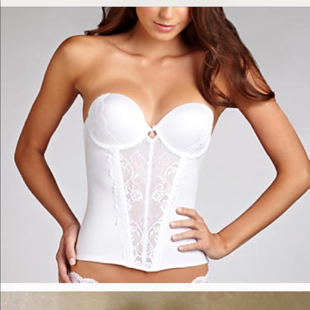 White lace up corset